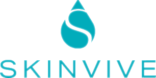 Skinvive brand logo with water droplet design.